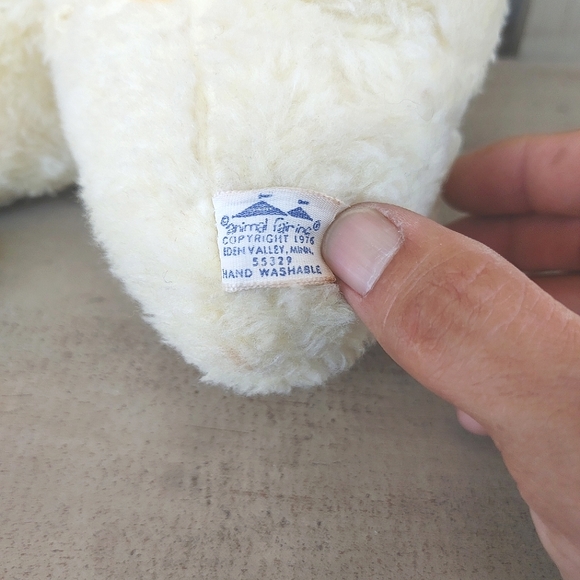 Vintage 1976 Animal Fair Yellow & White Elephant 10" Plush Chime Rattle RARE - Picture 6 of 11